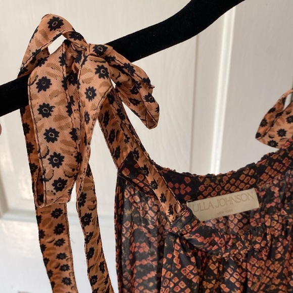 ULLA JOHNSON Mika Print Halter Neck Silk Midi Dress Size 2 $730 Tie Shoulders - Picture 12 of 14